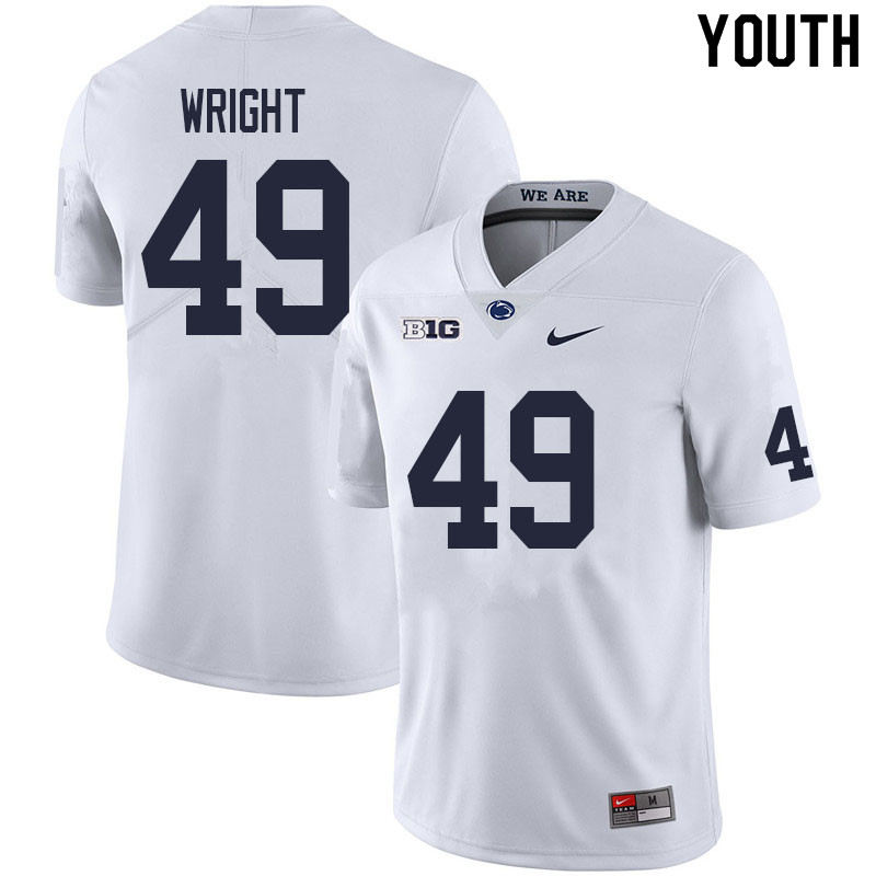 NCAA Nike Youth Penn State Nittany Lions Michael Wright #49 College Football Authentic White Stitched Jersey HVD4798JN